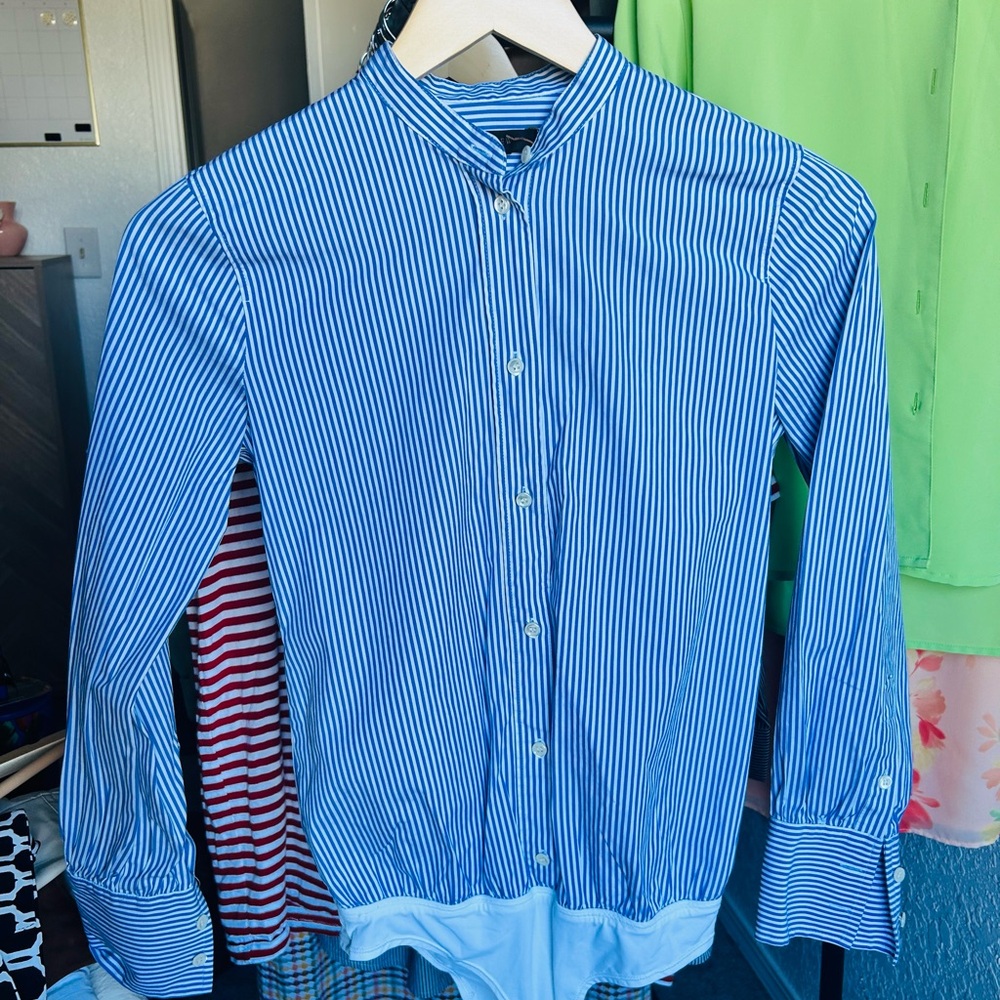 J. Crew Blue and White Striped Button Down Shirt